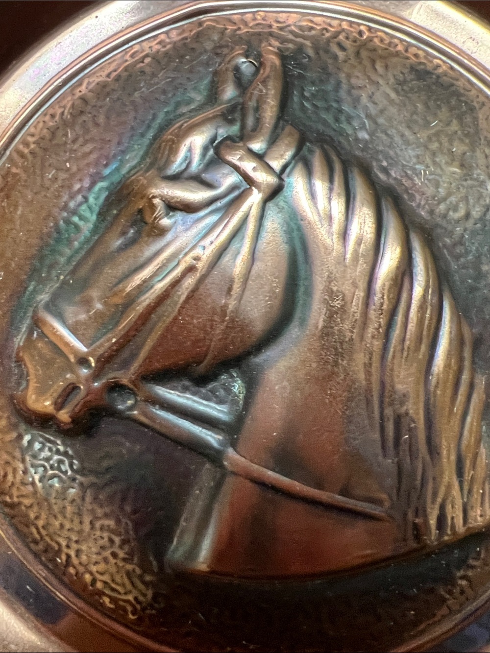 Vintage Decorative Horse Medallion Wall Plate - Copper Finish - Picture 5 of 11
